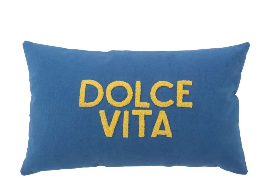CUSHION DOLCE VITA COTTON BLUE/YELLOW