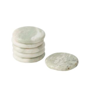 SET OF 6 COASTER MARBLE WHITE GREEN
