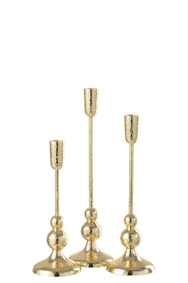 SET OF 3 CANDLEHOLDERS GRANE ALUMINIUM GOLD