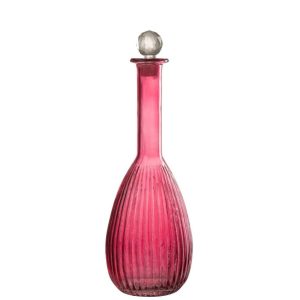 CARAFE STRIPES GLASS RED