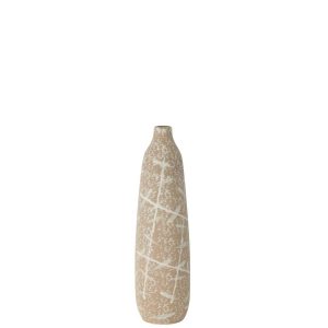 VASE DUNE NARROW STONEWARE BEIGE/WHITE SMALL