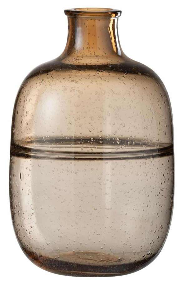 VASE ROUND RIDGE GLASS AMBER LARGE