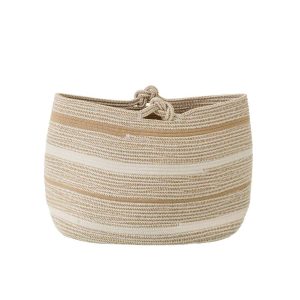 BASKET STRIPED POLYESTER WHITE/BEIGE