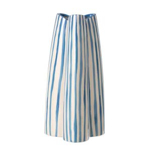 VASE STRIPED CERAMIC OFF-WHITE/BLUE LARGE