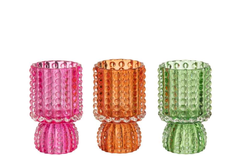 CANDLEHOLDER KALA GLASS MIX ASSORTMENT OF 3