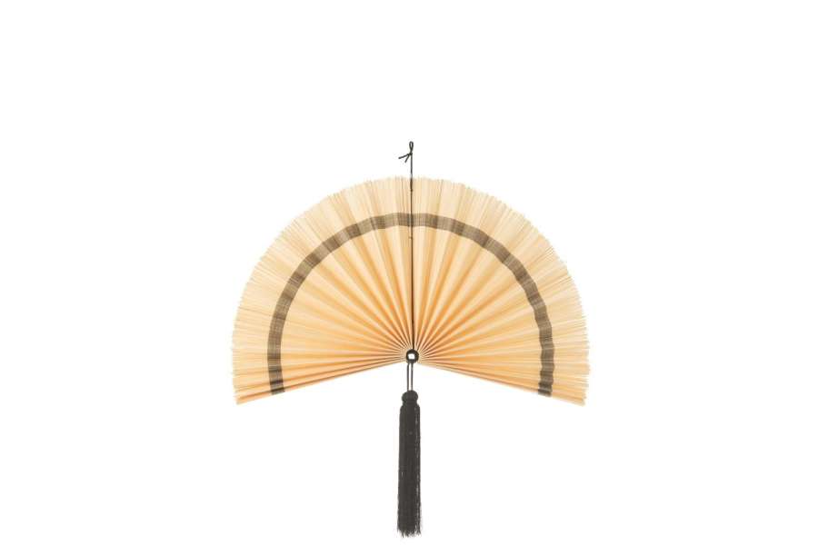 WALL DECORATION FAN+TASSEL NATURAL/BLACK SMALL