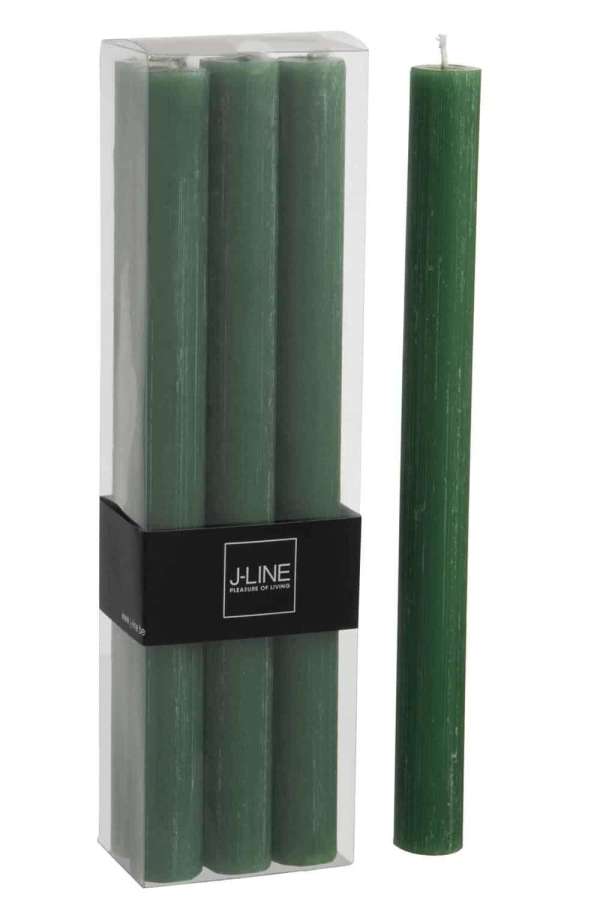 BOX OF 6 TABLE CANDLES LIGHT GREEN -9H