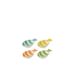 BOWL FISH STRIPED PORCELAIN MULTICOLORED SMALL ASSORTMENT OF 4