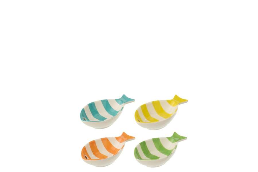 BOWL FISH STRIPED PORCELAIN MULTICOLORED SMALL ASSORTMENT OF 4