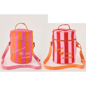 LUNCH BAG SUMMER/BISOUS STRIPED COTTON MULTI ASSORTMENT OF 2