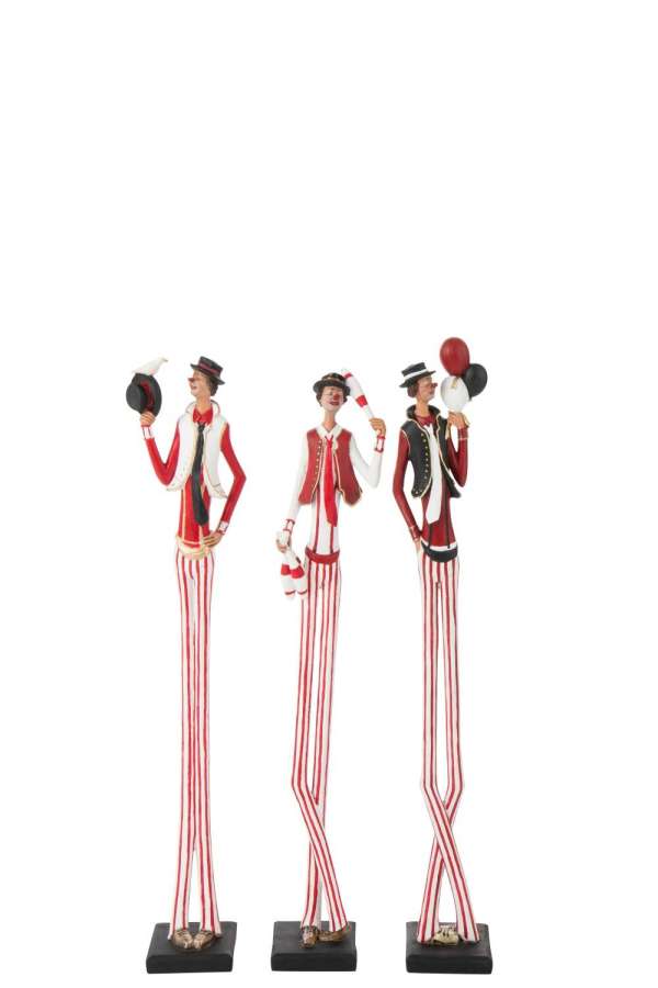 CLOWN GIANT POLYRESIN MULTICOLORED SMALL ASSORTMENT OF 3