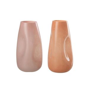 VASE BUMPS GLASS PINK/ORANGE LARGE ASSORTMENT OF 2