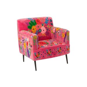 ARMCHAIR FLOWERS MANGO WOOD FUCHSIA