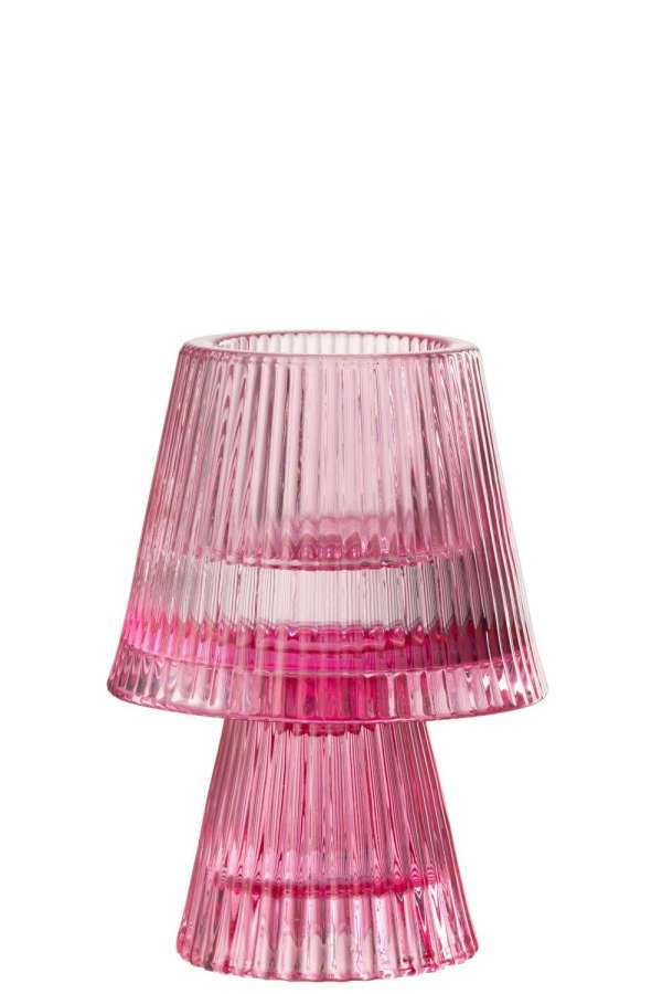 CANDLE HOLDER HAT GLASS FUCHSIA
