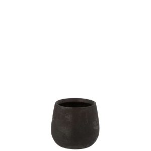 FLOWERPOT IRREGULAR ROUGH CERAMIC BLACK SMALL