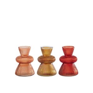 VASE GLASS ORANGE/RED ASSORTMENT OF 3