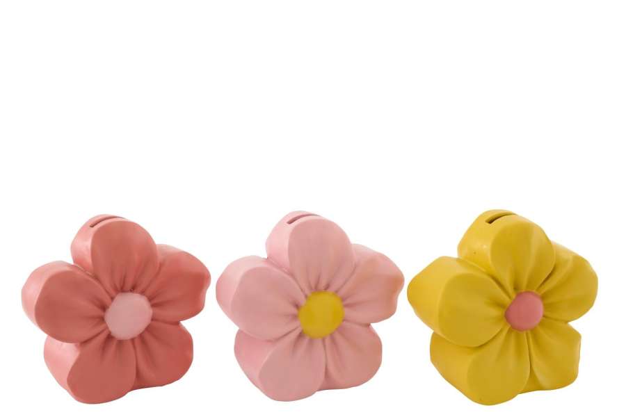 PIGGY BANK FLOWER POLYRESIN MULTI LARGE ASSORTMENT OF 3