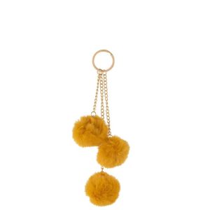 KEYCHAIN 3 BALLS TEXTILE OCHRE