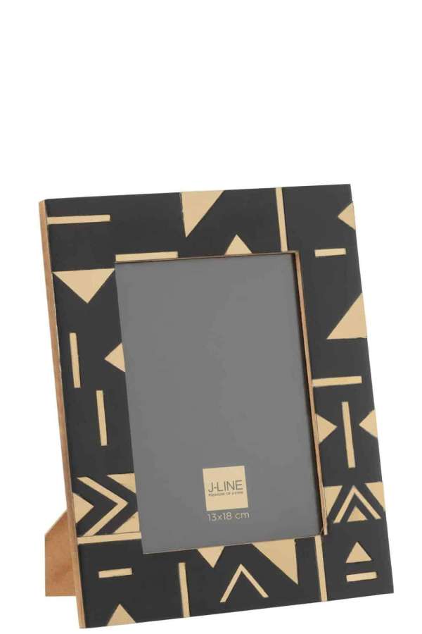PHOTOFRAME GEOMETRIC 13x18 WOOD/RESIN BLACK/GOLD L 20x25CM