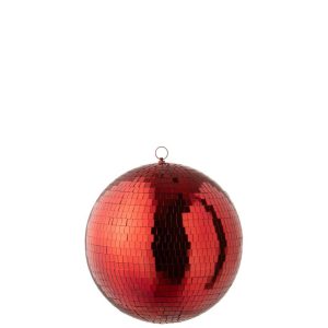 DISCO BALL MIRROR RED MEDIUM