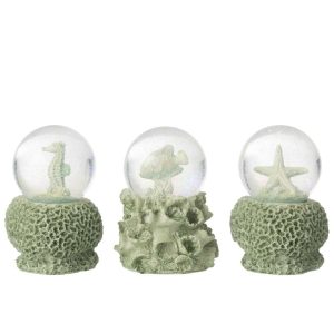WATER GLOBE SEA POLYRESIN MINT GREEN LARGE ASSORTMENT OF 3