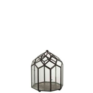 TERRARIUM GLASS/METAL BLACK SMALL
