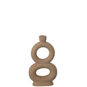 VASE SOLIFLORE 2 RINGS STONEWARE TAUPE LARGE