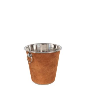 ICE BUCKET ROUND LEATHER COGNAC