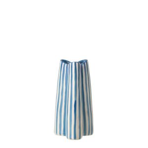 VASE LIGNÉ CÉRAMIQUE BLANC CASSÉ/BLEU SMALL