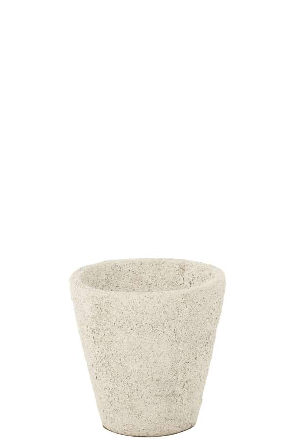 FLOWERPOT ANTIQUE CLAY/CEMENT WHITE LARGE