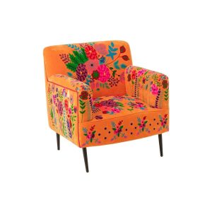ARMCHAIR FLOWERS MANGO WOOD ORANGE