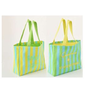 BEACH BAG SUNSHINE/SMILE STRIPED COTTON MULTI ASSORTMENT OF 2