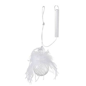 CHRISTMAS BAUBLES ANGEL+LED+FEATHER GLASS CLEAR SMALL