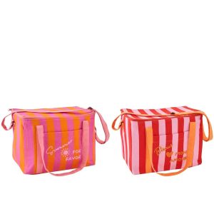 LUNCH BAG SUMMER/BISOUS STRIPED COTTON MULTI ASSORTMENT OF 2