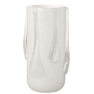 VASE DRIPPY GLASS POWDER WHITE LARGE