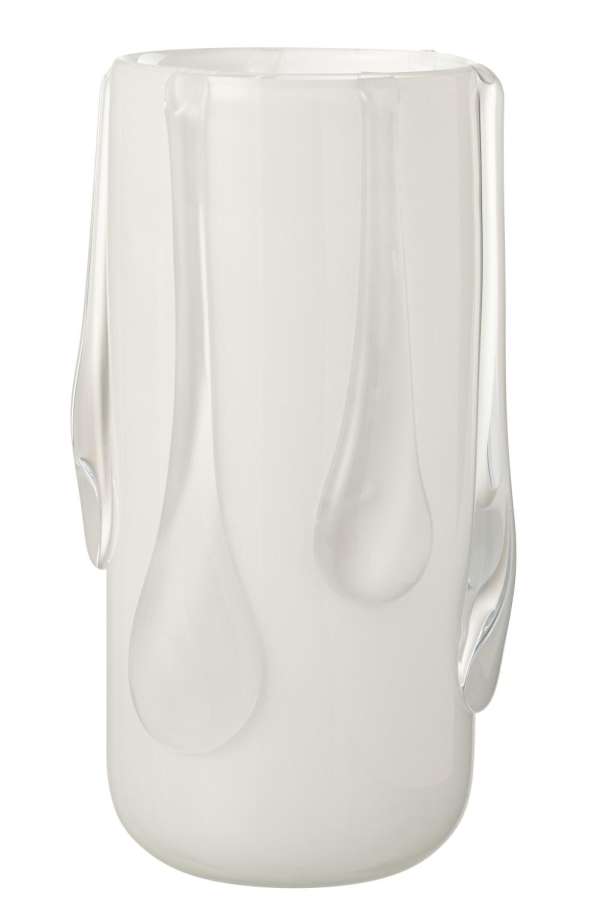VASE DRIPPY GLASS POWDER WHITE LARGE