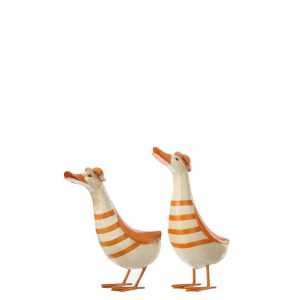 DUCK STRIPED METAL ORANGE/OFF-WHITE SMALL ASSORTMENT OF 2