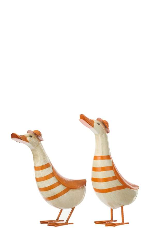 DUCK STRIPED METAL ORANGE/OFF-WHITE SMALL ASSORTMENT OF 2