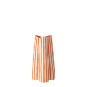 VASE STRIPED CERAMIC OFF-WHITE/ORANGE SMALL