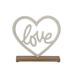 LOVE ON BASE HEART ALUMINIUM WHITE/NATURAL LARGE