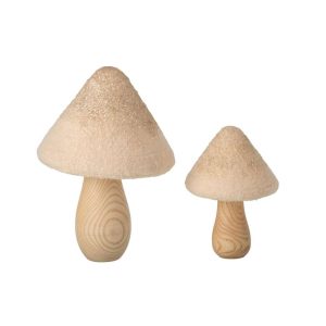 SET OF 2 MUSHROOM WOOD NATURAL/LIGHT BEIGE