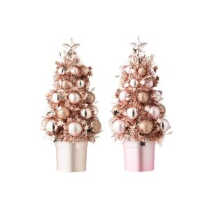 CHRISTMAS TREE BAUBLES POLYSTYRENE LIGHT PINK ASSORTMENT OF 2