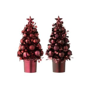 CHRISTMAS TREE BAUBLES POLYSTYRENE BURGUNDY ASSORTMENT OF 2