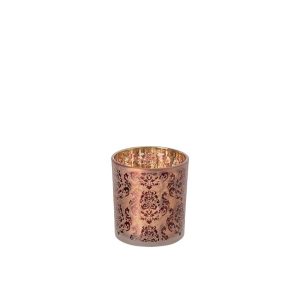 TEALIGHT HOLDER FLOWERS GLASS BURGUNDY/CORAL RED SMALL