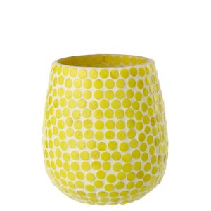 CANDLE HOLDER MOSAIC GLASS YELLOW LARGE