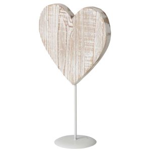 HEART ON BASE WOOD OFF-WHITE LARGE