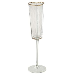 CHAMPAGNE GLASS HEART GLASS GOLD/TRANSPARENT