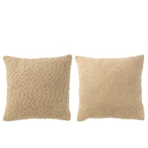 CUSHION SQUARE LOOSE/TIGHT WEAVING COTTON DARK BEIGE ASSORTMENT OF 2