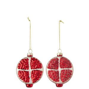 HANGER POMEGRANATE GLASS RED ASSORTMENT OF 2