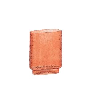 VASE OPAQUE RECTANGLE RELIEF GLASS ORANGE SMALL